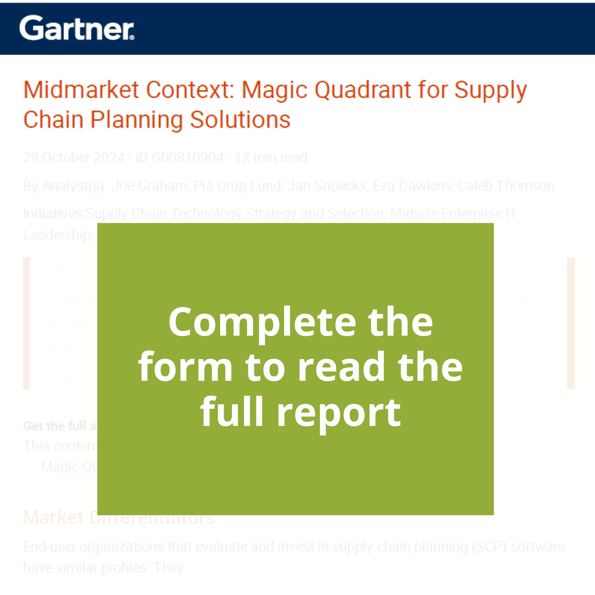 Midmarket Context Magic Quadrant for Supply Chain Planning Solutions