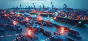 Enhancing supply chain security global shipping ports digital infrastructure urban setting aerial perspective risk management