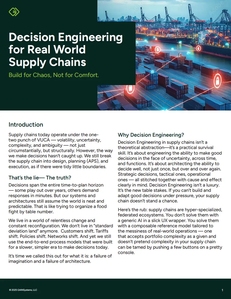Decision Engineering for Real World Supply Chains